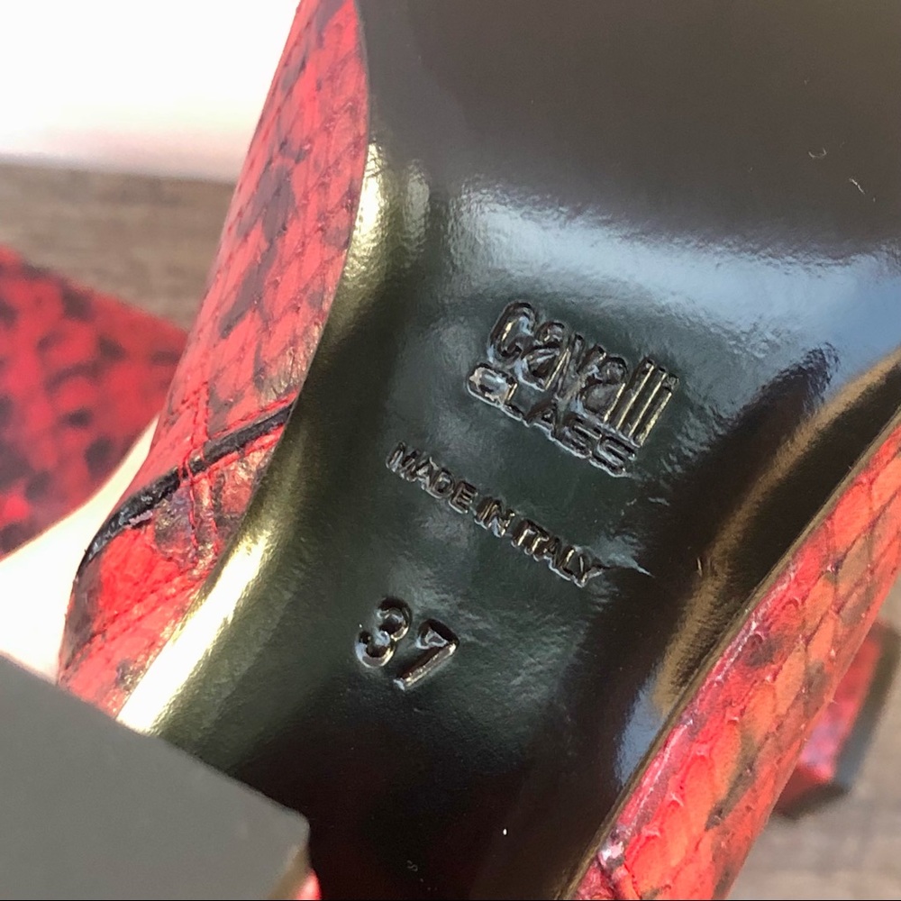 Cavalli Class Red Python Block Heel Boots - image 6